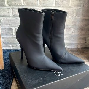 Fashion Nova leather ankle heel boots